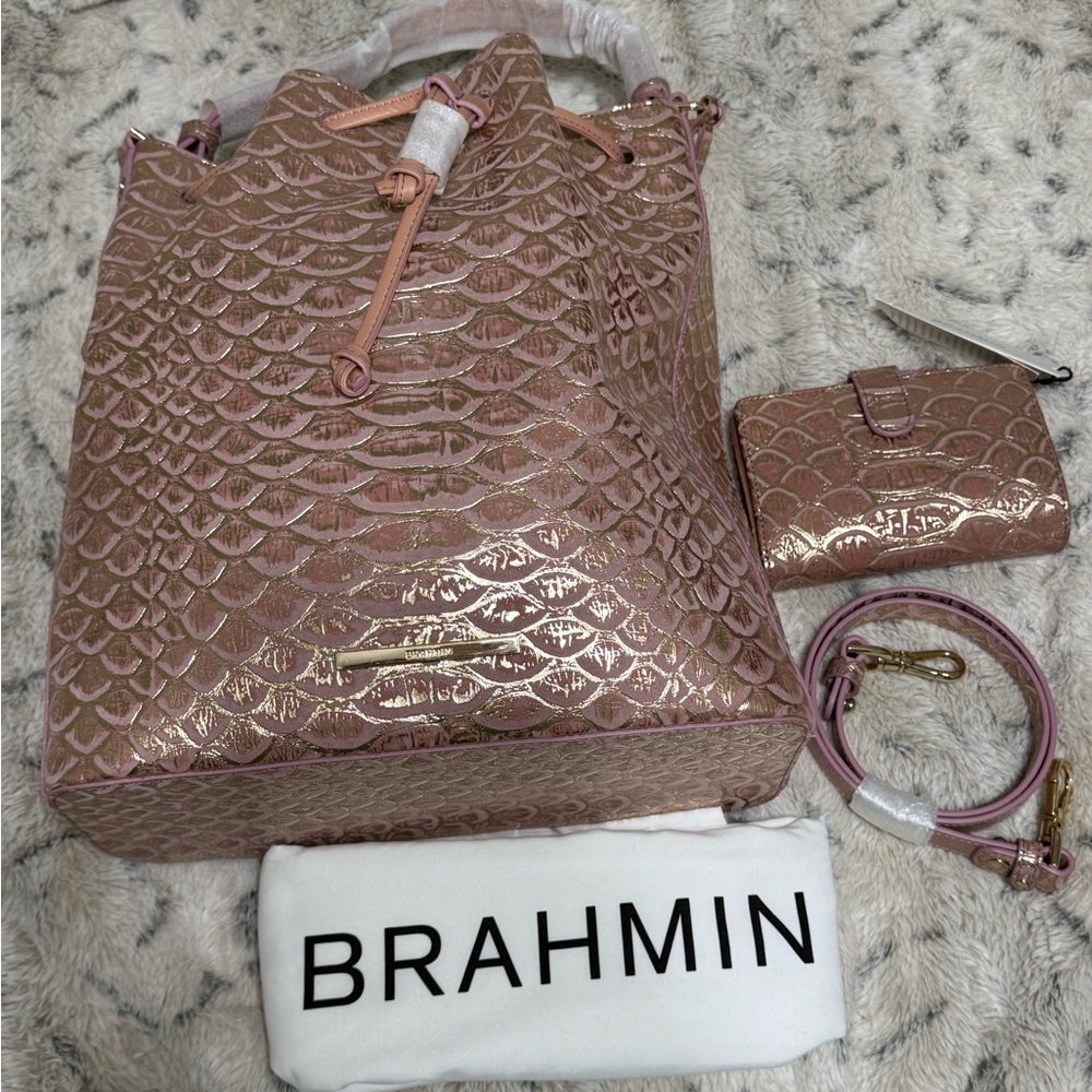 NWT Brahmin cashmere pink tenor Marlowe bag with Hannah wallet